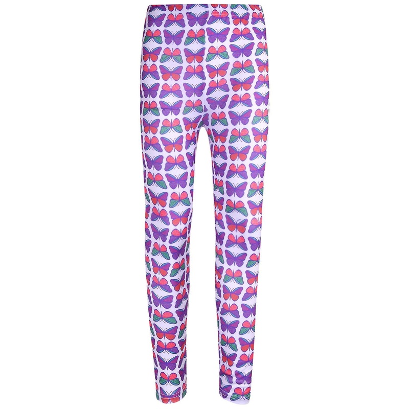 Girls Wild Flowers Butterflies Floral Print Soft Stretchy Leggings
