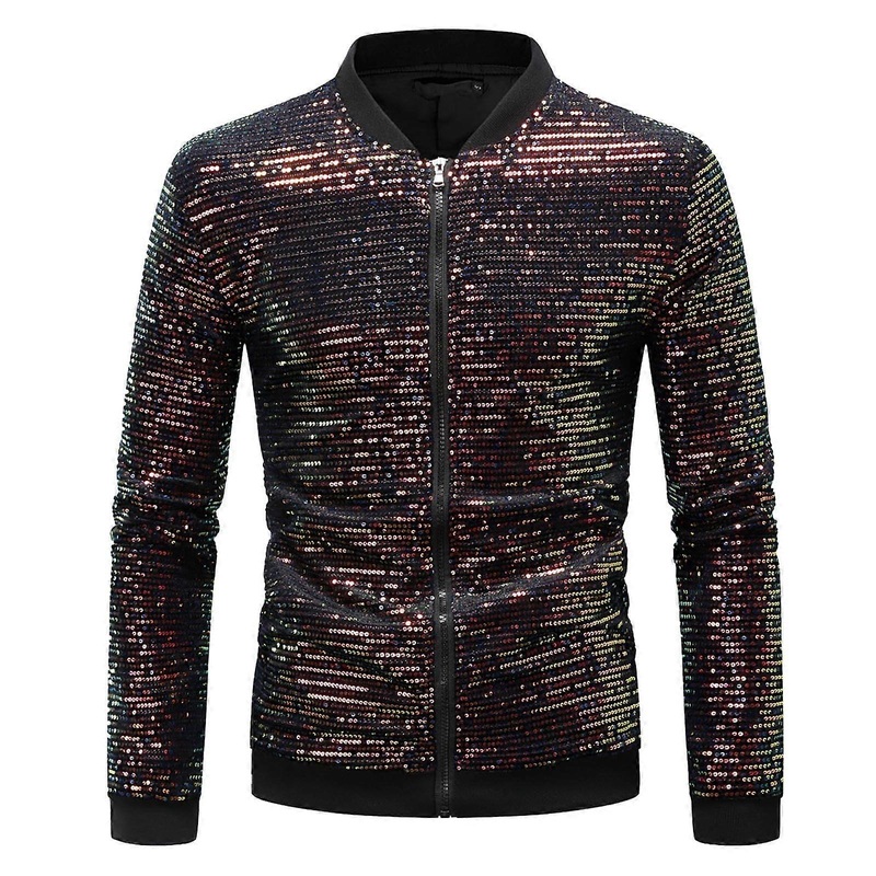 Gold Disco Party Nightclub Tops Men’s Jacket with Zips