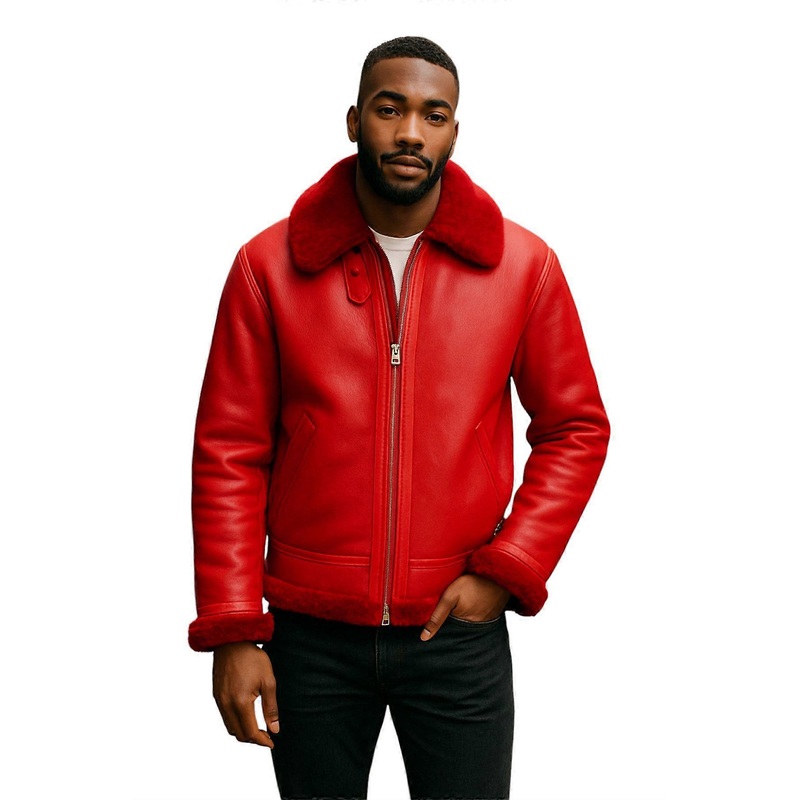 Mens B3 RAF Shearling Sheepskin Leather Aviator Bomber Flying Jacket