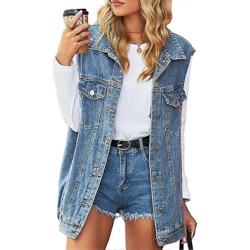 Women’s Oversized Vintage Sleeveless Jacket, Women’s Office Oversized Sleeveless Jacket Vest Single Breasted