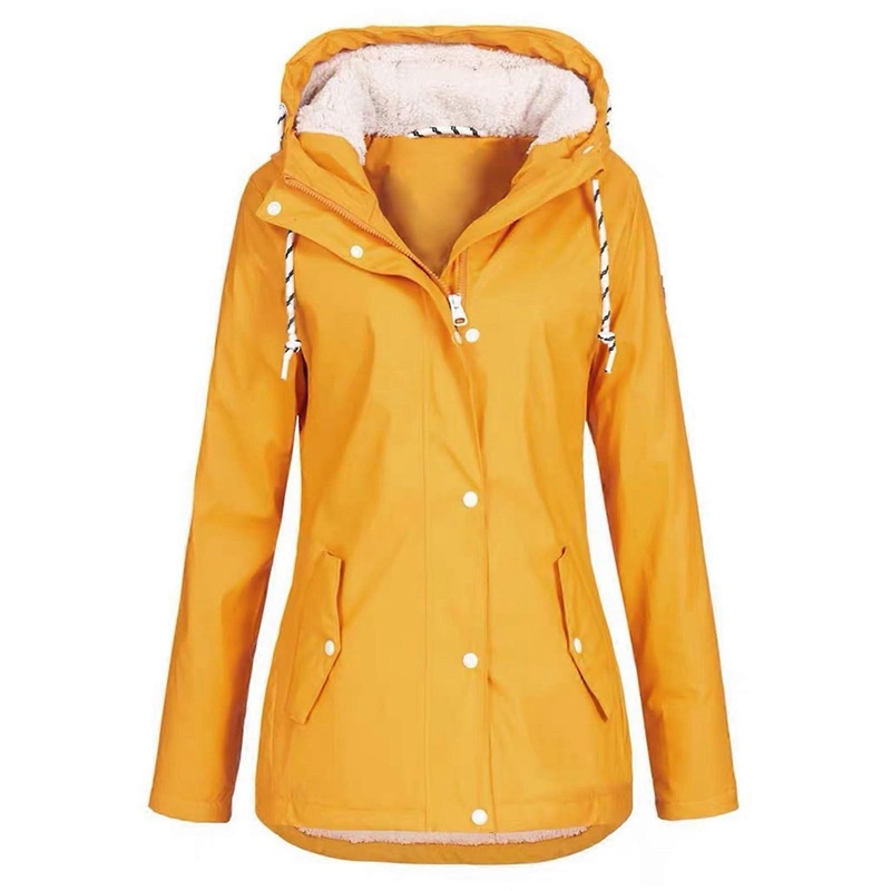 Women’s Winter Jacket, Warm Long Parka, Hooded Coat, Size M, Yellow
