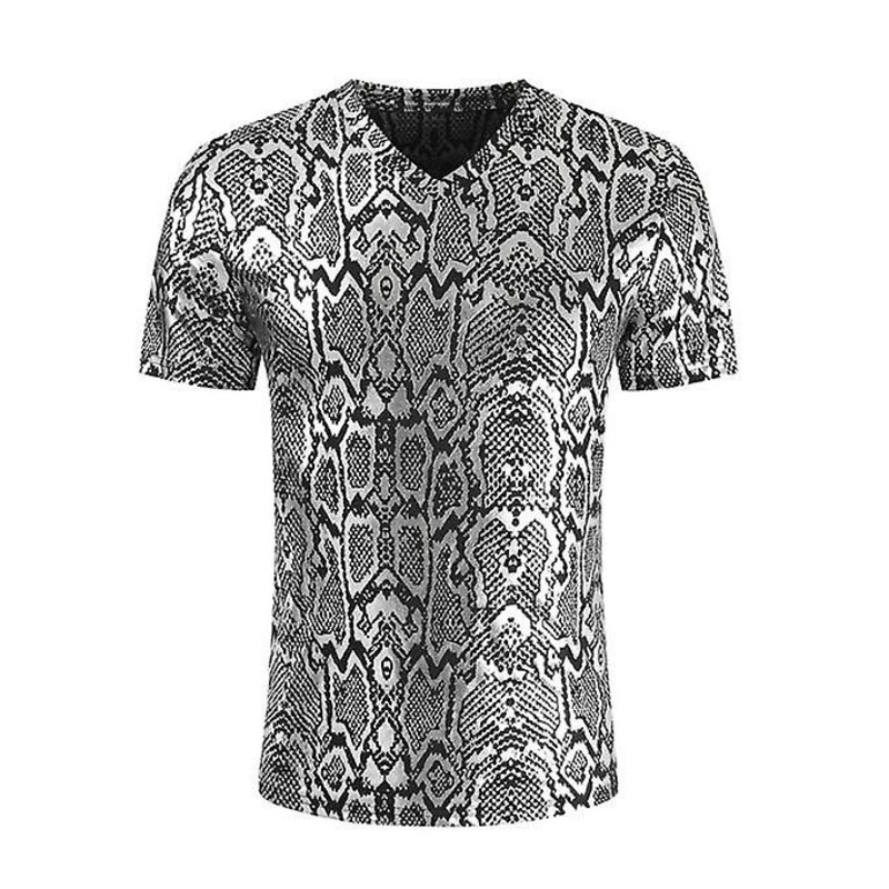 2022 Summer Men’s Slim V-neck Diamond Shiny T-shirt