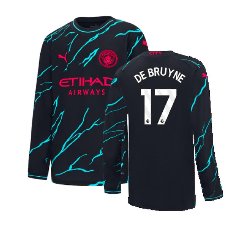 2023-2024 Man City Long Sleeve Third Shirt (Kids) (DE BRUYNE 17)