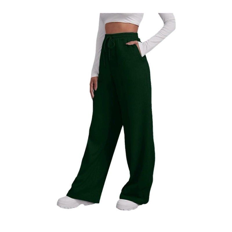 Yoga Pants for Women High Waist Cinching Sports Trousers with Pockets Lightweight Summer Loose Fit Green XL