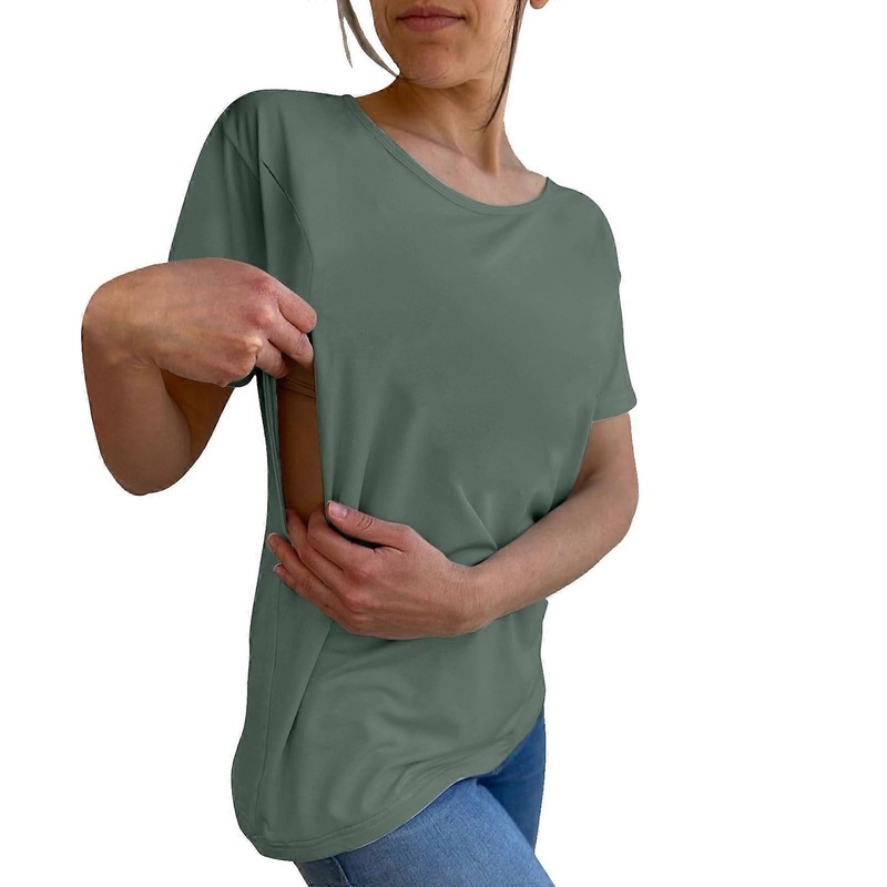 Women’s workout , solid color, round neck, with zipper, loose, casual, shortsleeved, relaxed Tshirt for women, AG, M