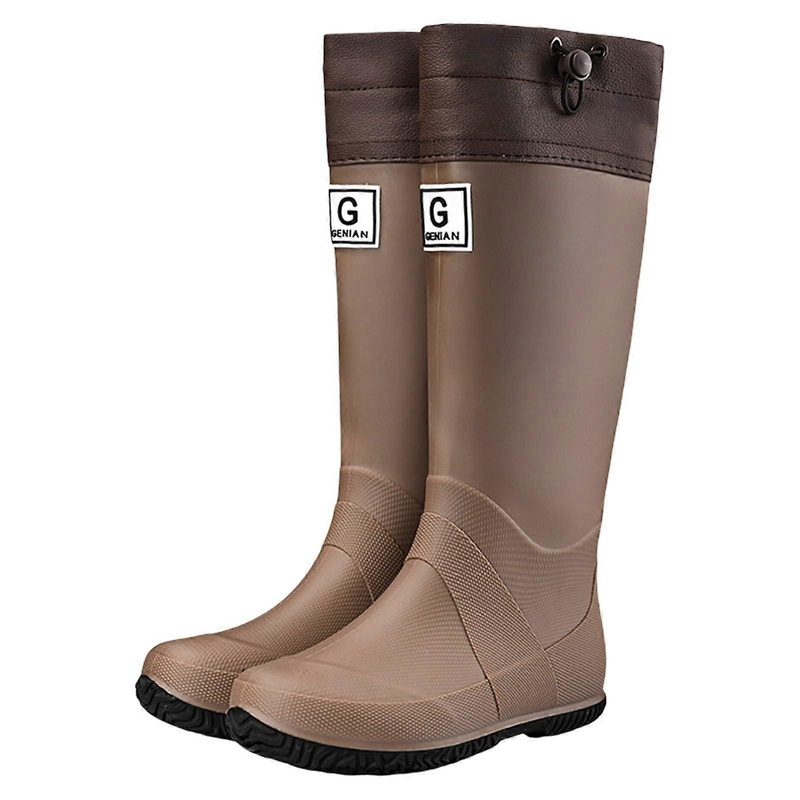 Children’s Rain Shoes, 7 Years, Foldable Rubber Boots with Adjustable Cuff, Non-Slip Sole, Lightweight for Outdoor Work, 37.5 EU Brown