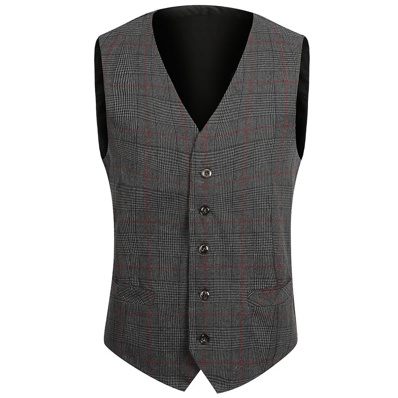 Cloudstyle Men’s Business Casual Slim Checked Suit Vest