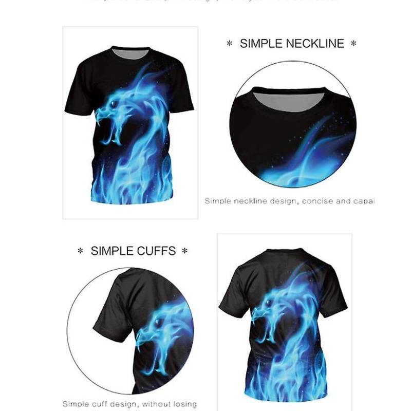 2022 Summer Hot Sale Women’s Short-sleeved Round Neck T-shirt Flame Dragon 3d Digital Printing Top