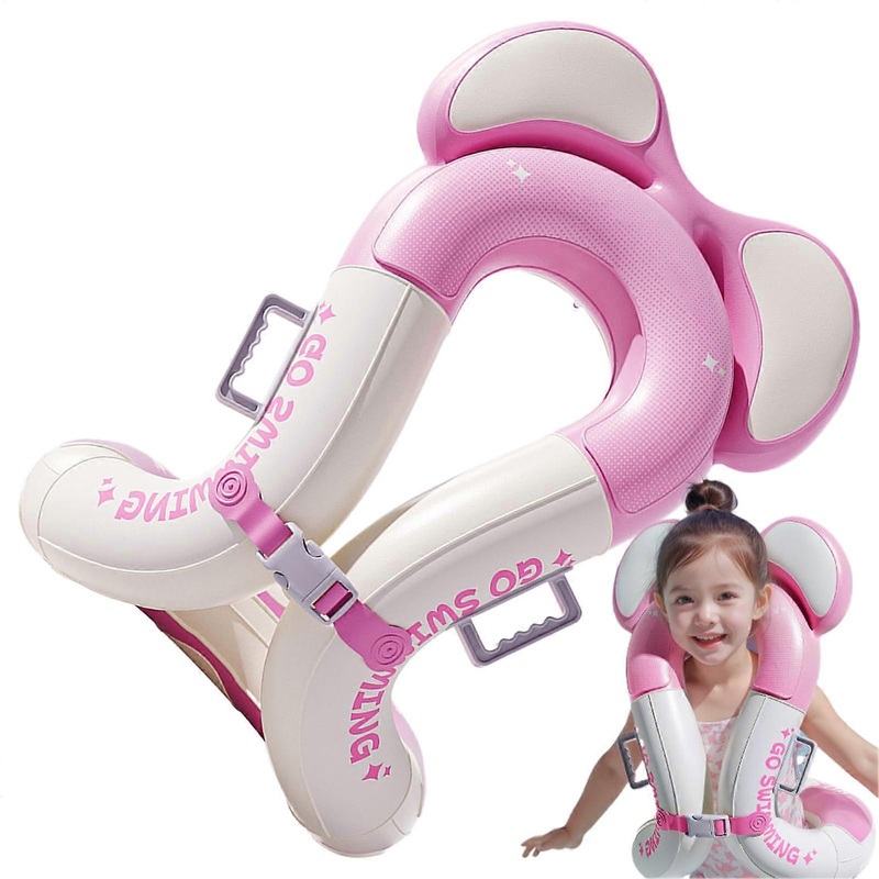 Swimmies Swim Vest – Inflatable Life Jacket with Adjustable Safety Strap for Children Aged 3-15 Years, Pink