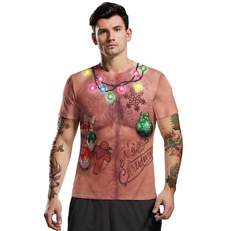 2022 New Outlet  Men’s Cartoon 3d Christmas Series Spoof Print Short-sleeved Top