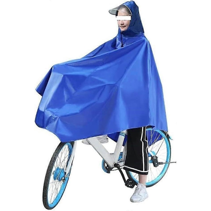 Multifunctional Rain Poncho Waterproof Blue 3XL Oxford Fabric Cape for Bicycle Mobility Scooter with Visor