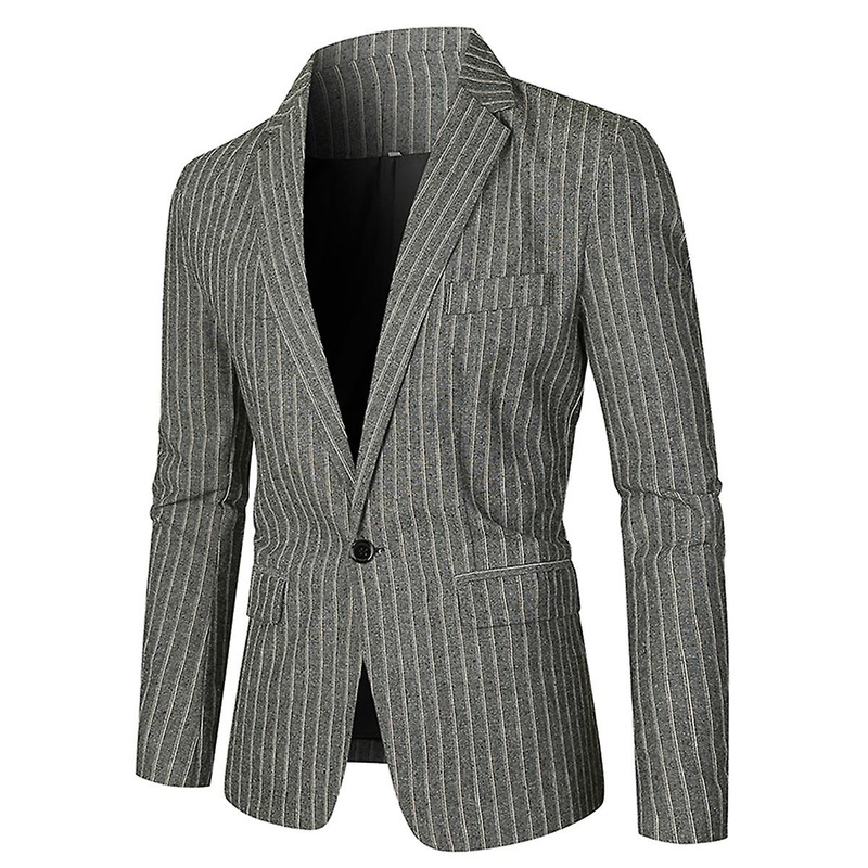 Cloudstyle Men’s Stripes Slim Fit 1 Button Notch Lapel Casual Daily Blazer