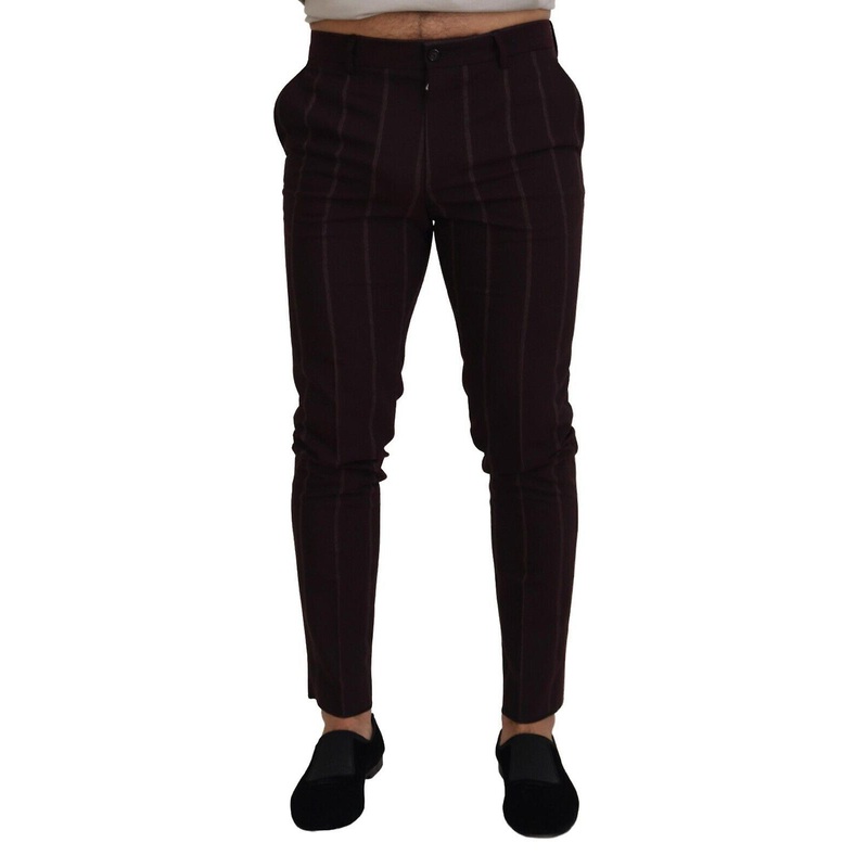 Dolce & Gabbana Brown Striped Men Trousers Cotton Pants