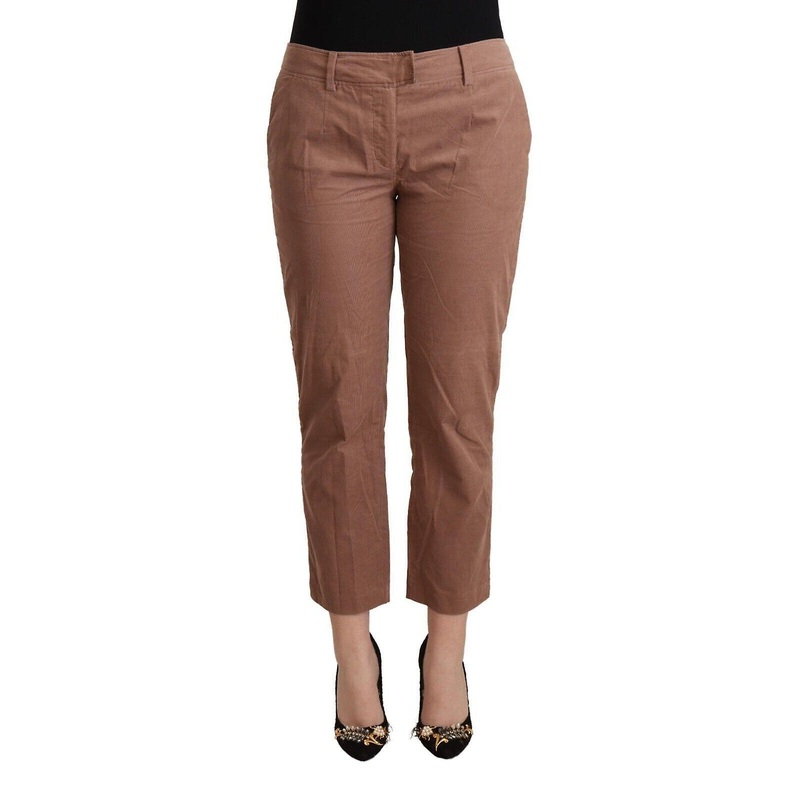 Costume National Ladies’ Brown Cotton Tapered Cropped Pants