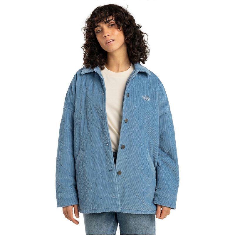 Billabong Womens Trucker Jacket Water Repellent Collared Jersey Lining Cotton