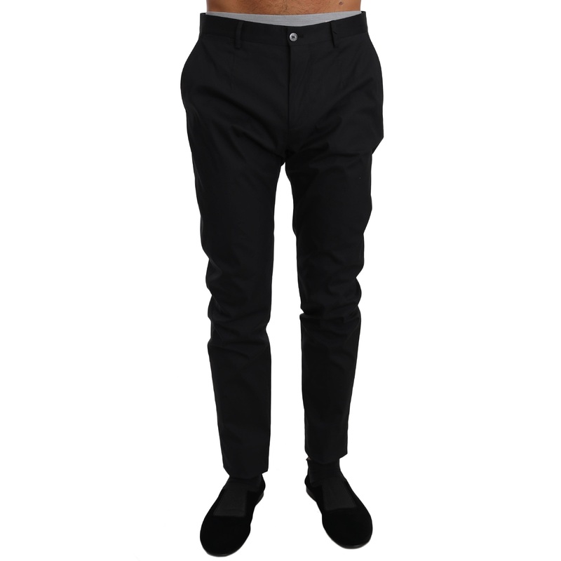 Black Cotton Stretch Formal Trousers Pants