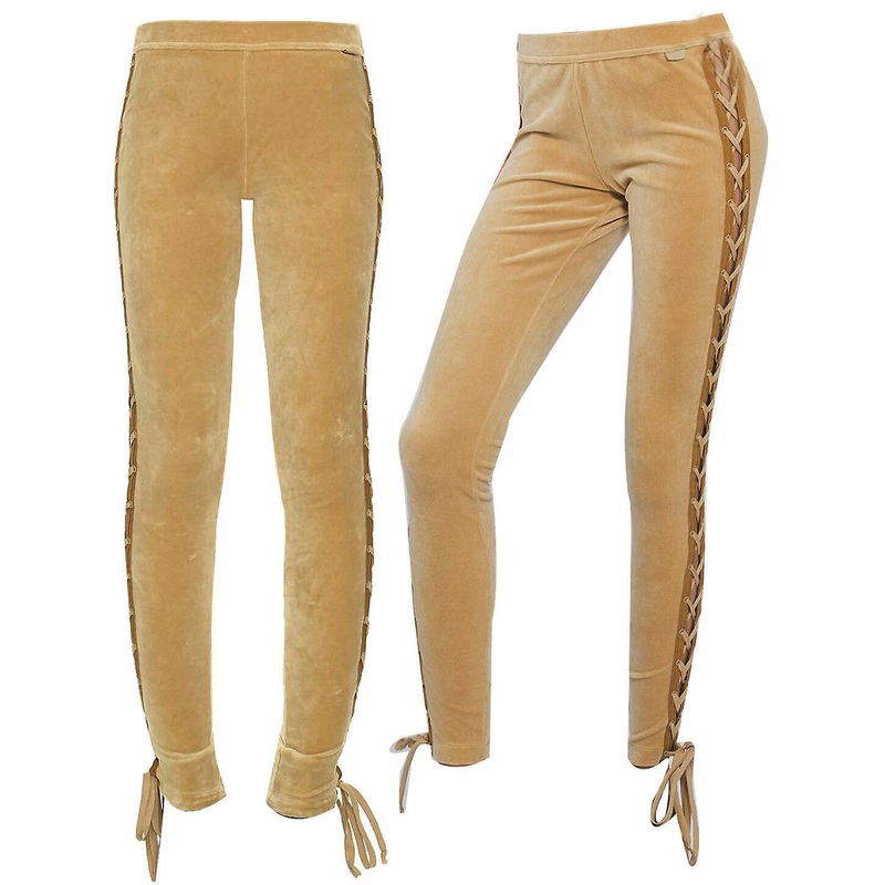 Puma x Rihanna Fenty Womens Velour Lacing Tight Leggings Tan 575742 03 X39B