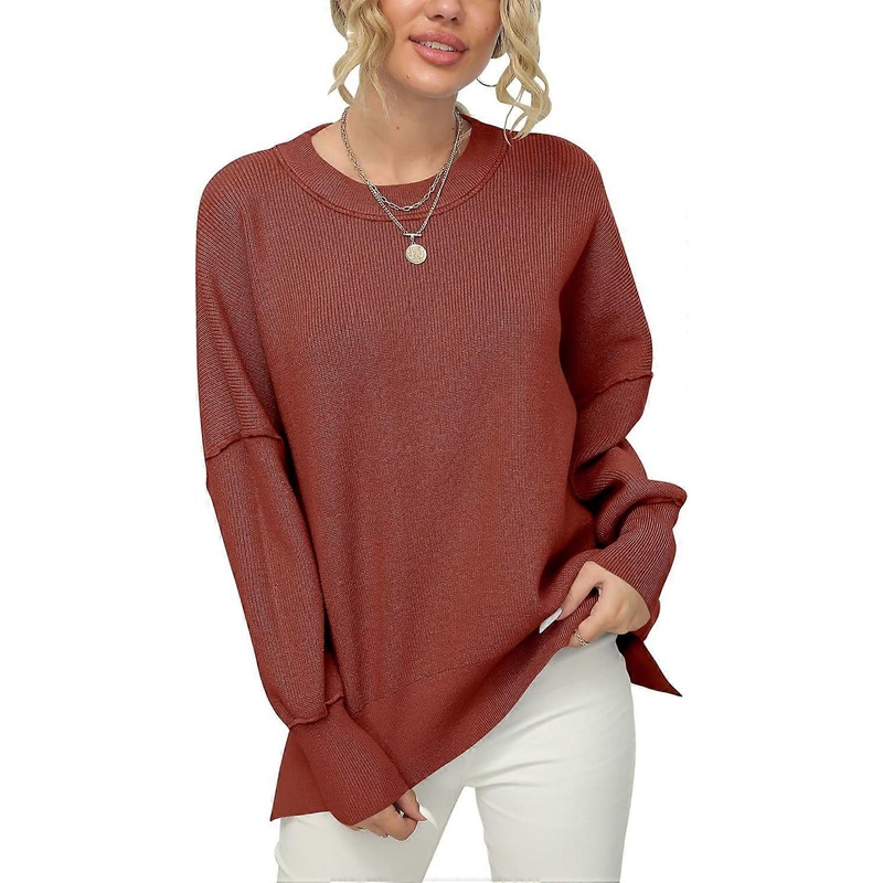 Women’s Crewneck Batwing Sleeve Oversized Ribbed Knit Pullover Sweater Top