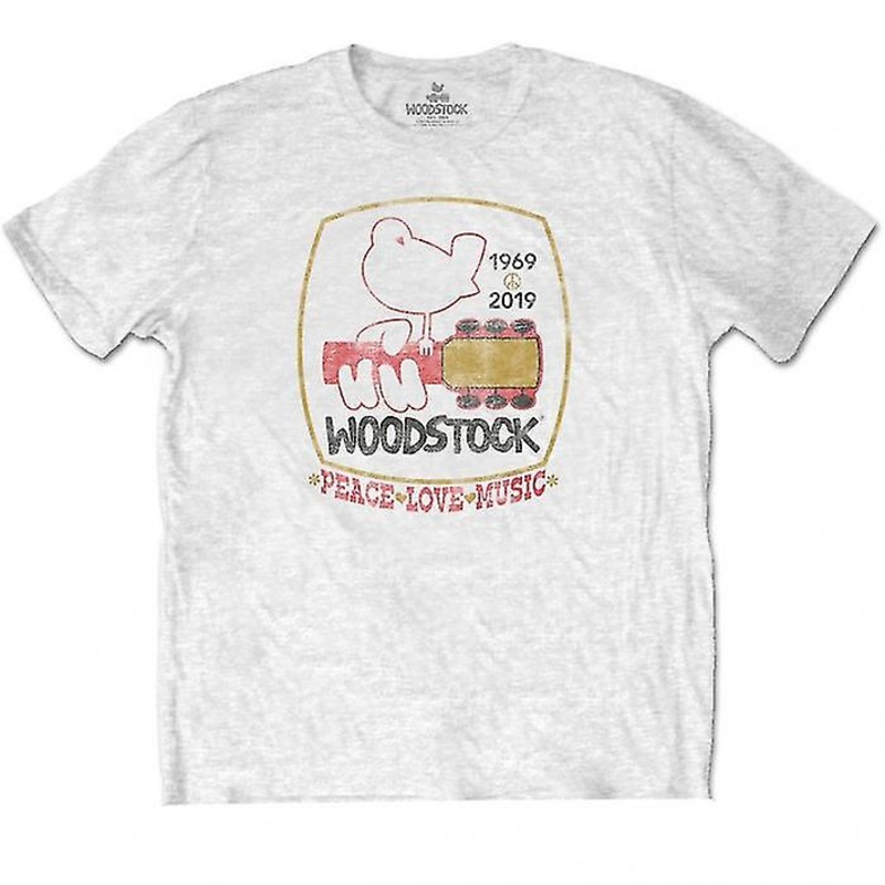 Woodstock Unisex Adult Peace – Love – Music Cotton T-Shirt