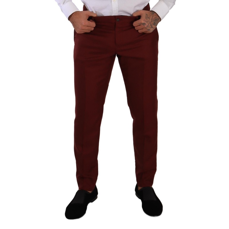 Red Cashmere Silk Dress Men Trouser Pants