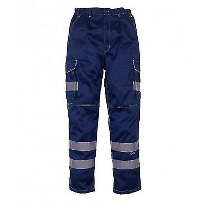 Yoko Mens Hi-Vis Cargo Trousers With Knee Pad Pockets