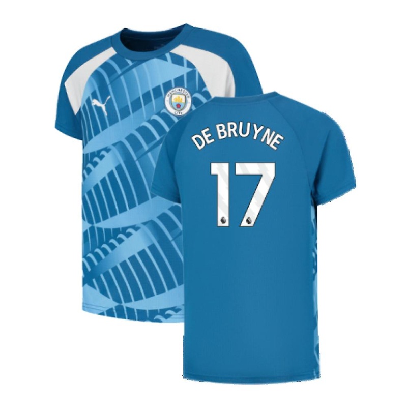 2023-2024 Man City Pre-Match Jersey (Lake Blue) – Kids (DE BRUYNE 17)