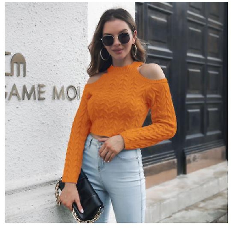 Women’s Sweater High Quality Fashion Strapless Navel Short Section Long Sleeve Women’s Autumn And Winter Slim Knitwear Women’s Tops