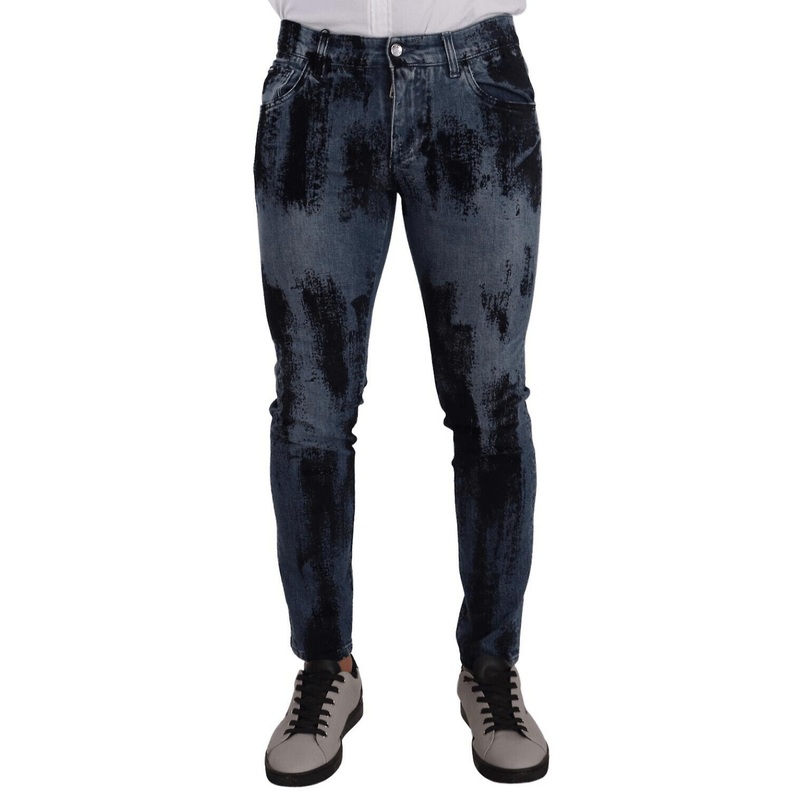 Blue Black Cotton Skinny Denim Jeans