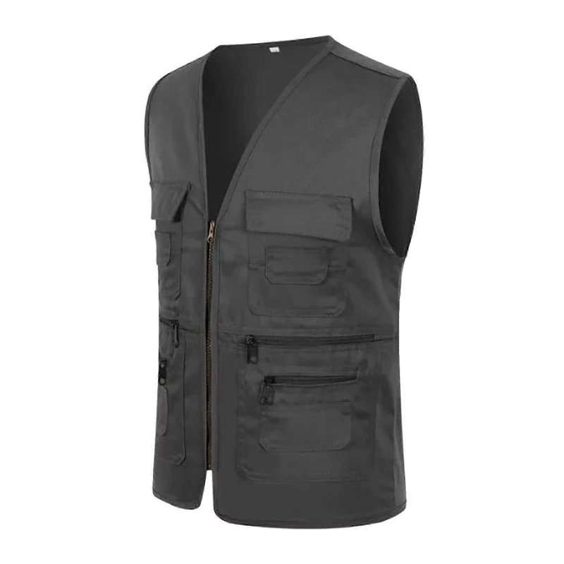 Men’s Safari Vest with Many Pockets Outdoor Fishing Mesh Lightweight 3XL Black
