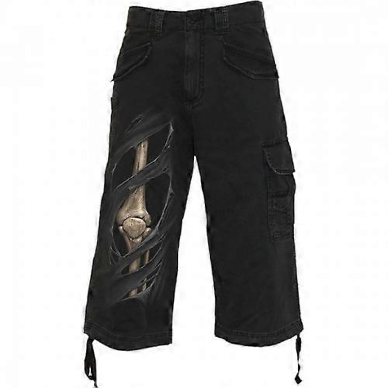Spiral Direct Unisex Adult Bone Rips 3/4 Length Cargo Shorts