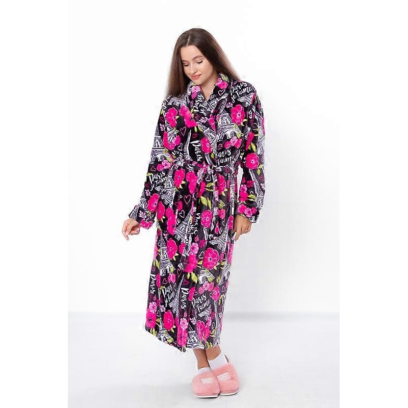 Womens Bathrobe  Soft Fabric with Belt & Pockets, Winter,  HC 8577-035