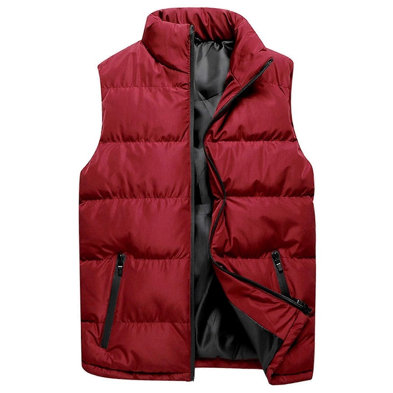Men’s Quilted Winter Vest Lightweight Outdoor Sleeveless Jacket with Stand-Up Collar, Zip, Softshell, Size XXL
