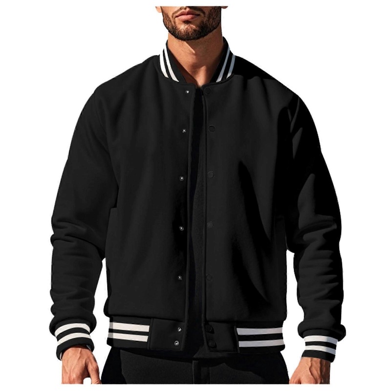 Winter Jacket Men’s College Jacket Baseball Unisex Fashion Sports Black L