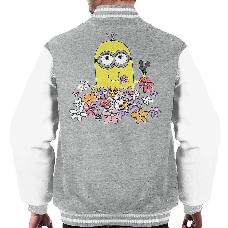 Despicable Me Minion Enjoying Flowers Men’s Varsity Jacket