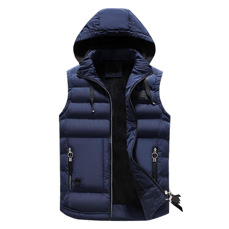 Quilted Vest Men’s Outdoor Lined Sports Vest with StandUp Collar Dark Blue