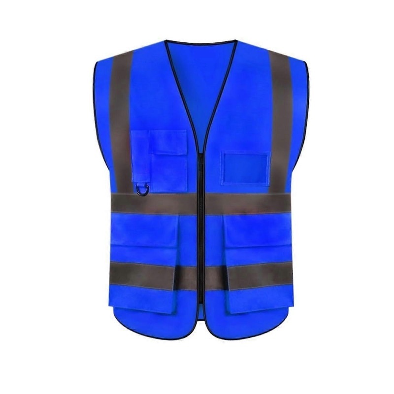 Reflective Vest with Front Zipper,  Brightness Reflective Vest, Night Travel Vest (Blue), One Size Blue