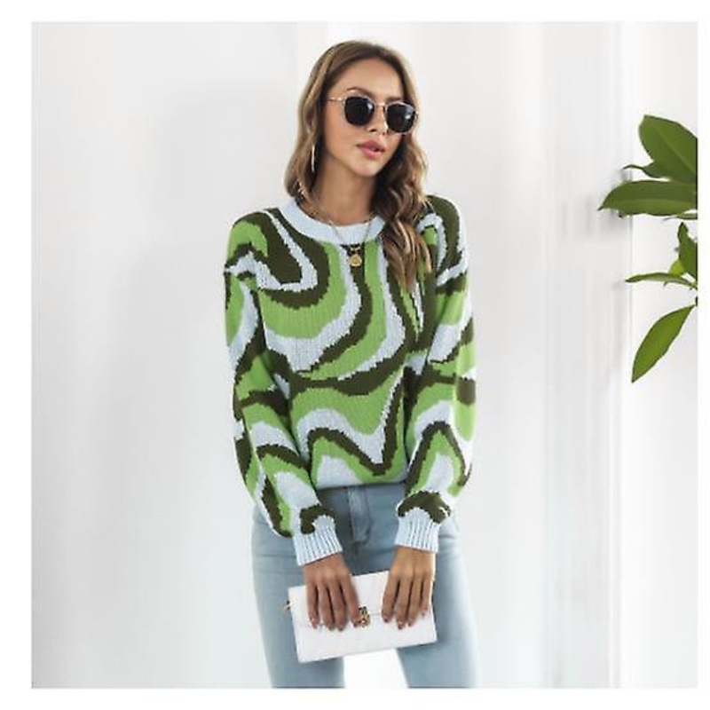 Women’s Sweater 2022 High Quality Fashion Color Matching Long-sleeved Women’s Autumn And Winter Round Neck Loose Knitwear