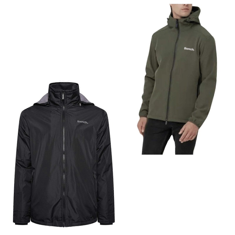 Bench Mens Hawn Ripstop Double Zip Jacket Twin Collar Fleece Warm Winter