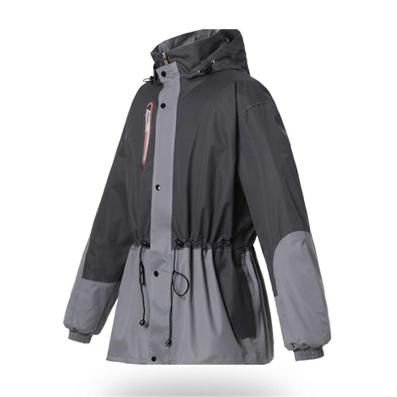 Outdoor rainwear with hood, waterproof raincoat women’s rain suits jacket and pants set XXL gray