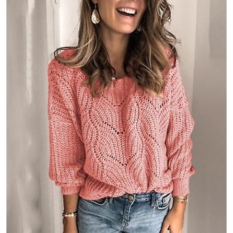 2023 Spring And Autumn New Knitwear Solid Color Sweater Ins Fashion Pullover Hollow Warm Sweater