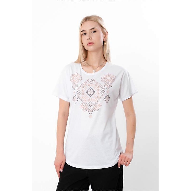 Womens T-Shirt with Ethnic Ornament  Soft Cotton, Summer,  HC 8029-000-33