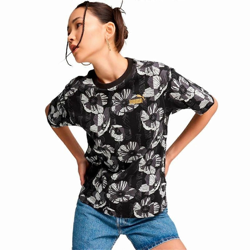 Womens Short Sleeve T-Shirt Puma Essentials + Class Act Aop