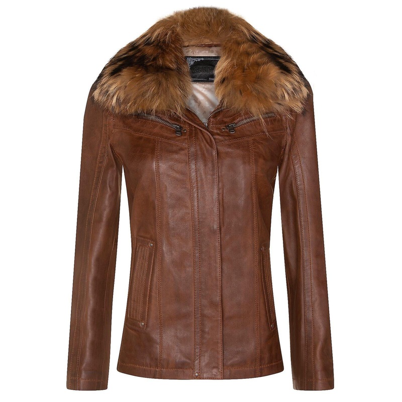 Women’s Tan Brown Leather Parker Jacket