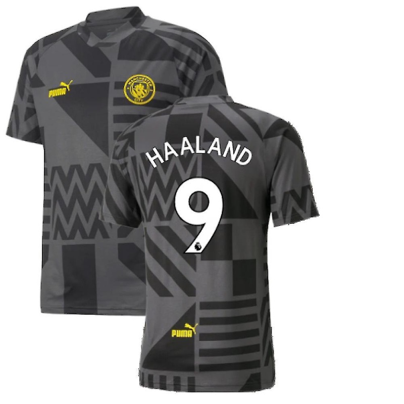 2022-2023 Man City Pre-Match Jersey (Black) (HAALAND 9)