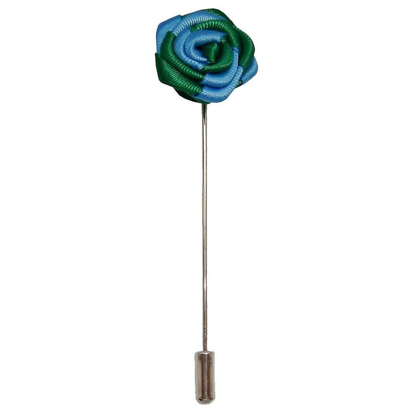 Bassin and Brown Two Colour Rose Jacket Lapel Pin – Blue/Green