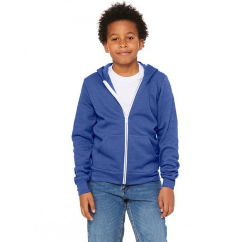 Bella + Canvas 3739Y Youth Sponge Fleece Full-Zip Hooded Sweatshirt | Bella + Canvas 3739Y