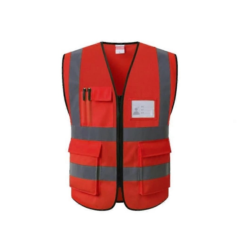 Safety Vest for Men and Women, Reflective High Visibility Jacket for Night Running, Cycling, Construction, Red, XXLarge