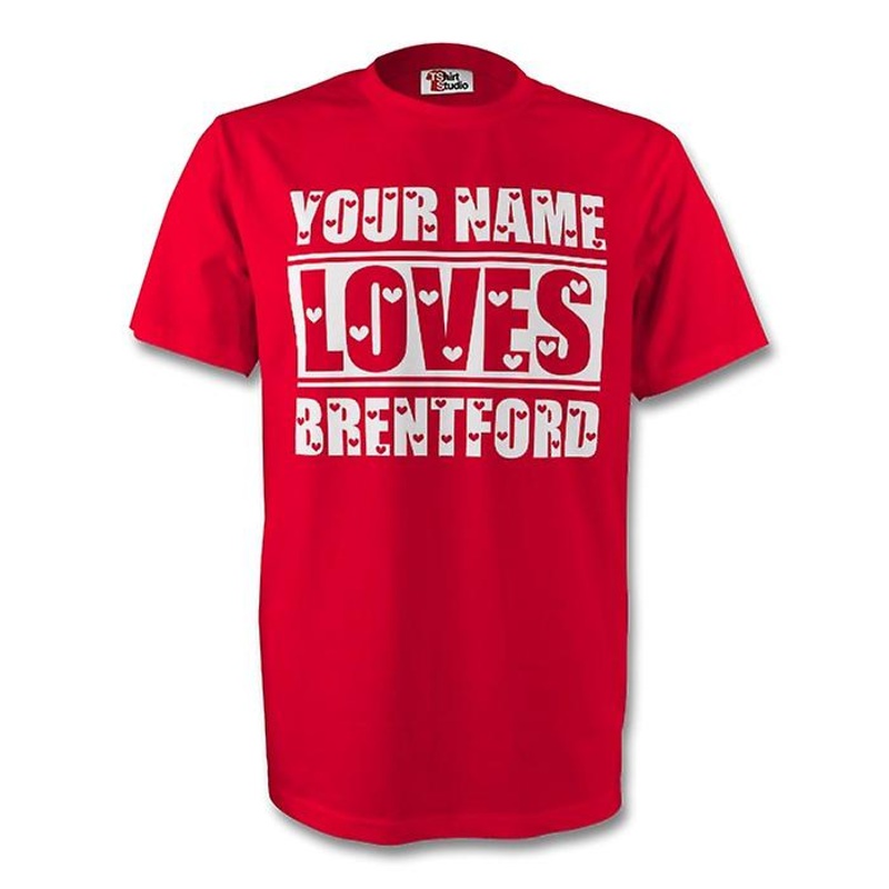 Your Name Loves Brentford T-shirt (red) – Kids