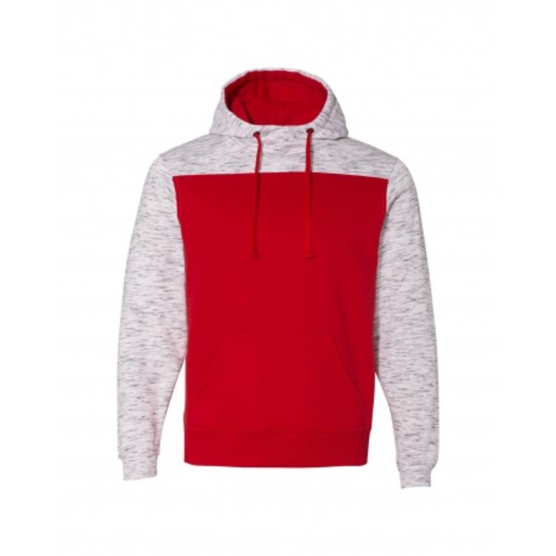 J America JA8676 Adult Melange Color Blocked Hooded Sweatshirt | J. America JA8676