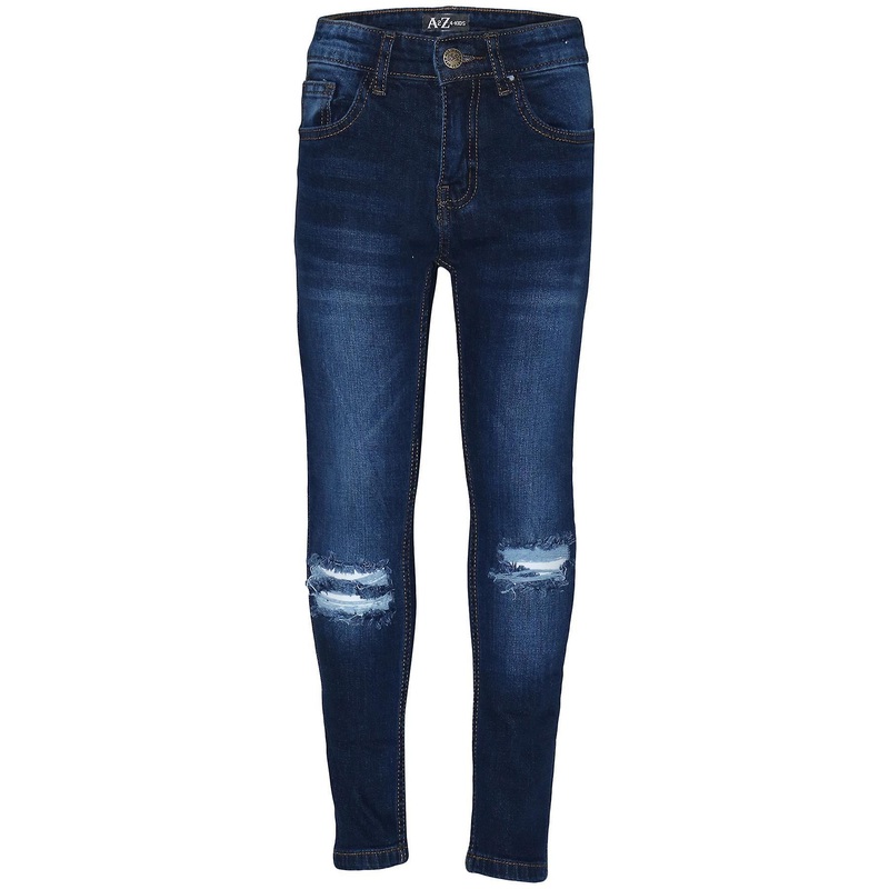 Boys Skinny Ripped Dark Blue Denim Pants